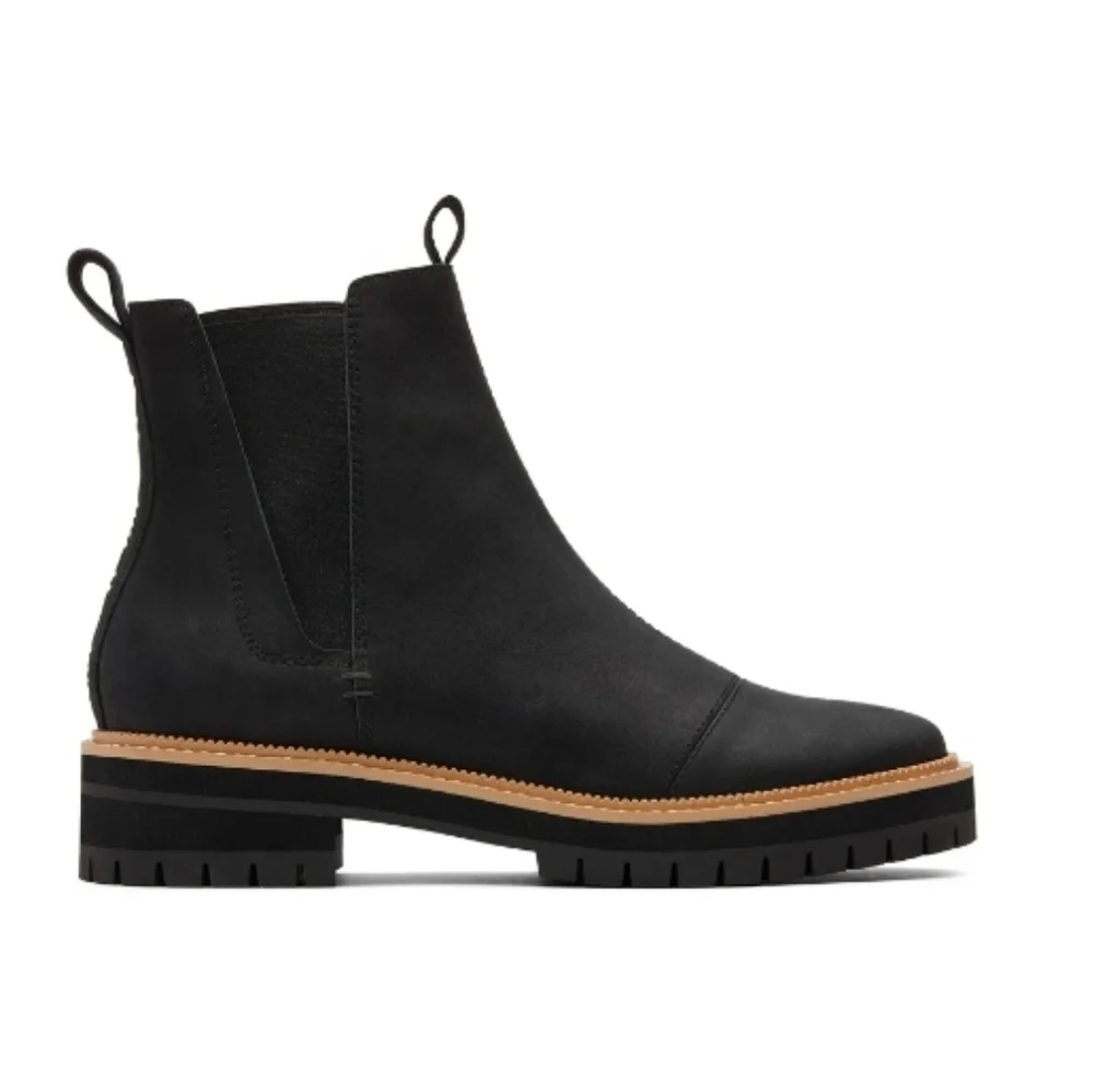 TOMS Dakota Water Resistant Black Leather Chelsea Boot - Picture 2 of 11
